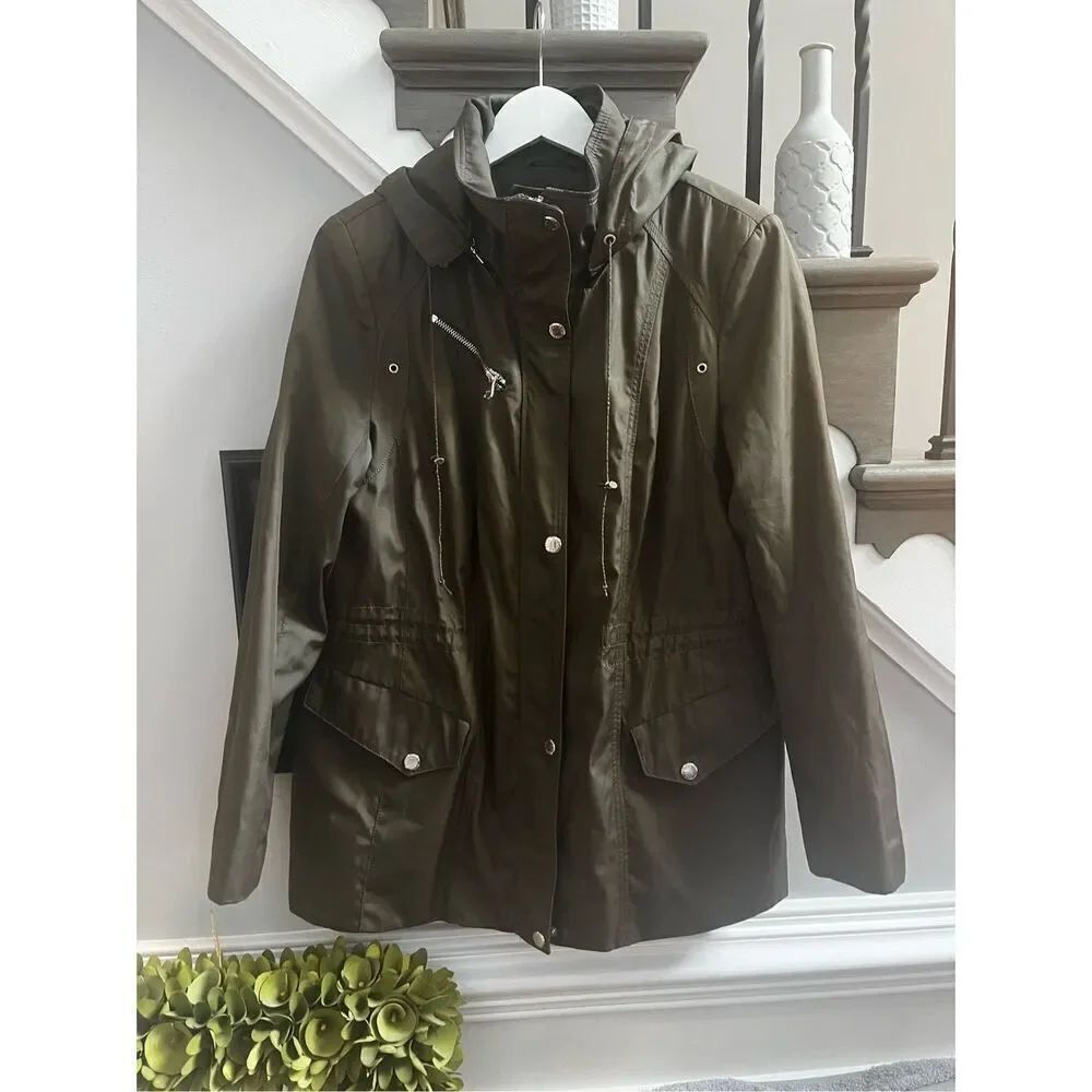 Andrew Marc New York Olive Green Water Resistant Utility Jacket sz L EUC